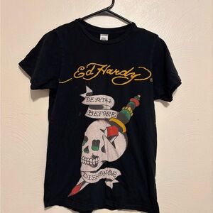 Christian Audigier Black T-Shirt with Graphic Label